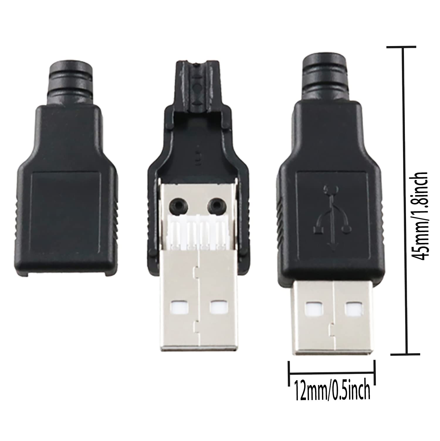 Amazon.co.jp: ZZLZX USBタイプA 4ピンオスジャックコネクター 12個